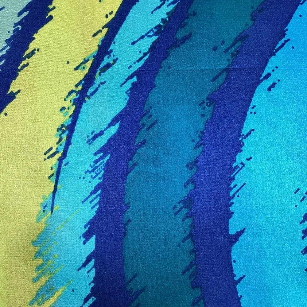 Jones New York Rectangular 100% Silk Scarf Blue Abstract Striped